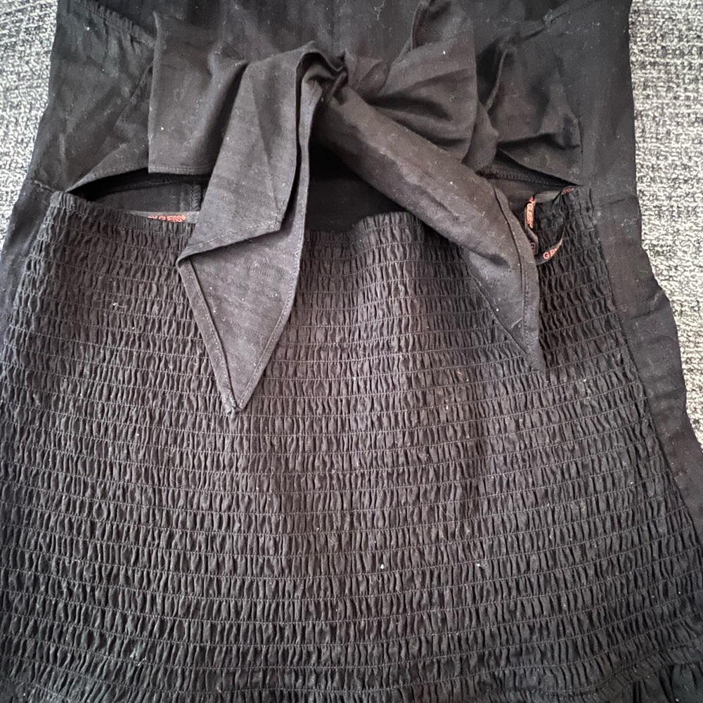 G by Guess Black Smocked straples top with back  Tie